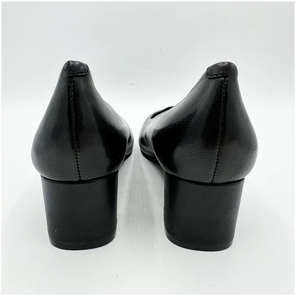 Trotters‎ Black Leather Pointed Toe Block Heel Pumps Women's Shoes 7.5W